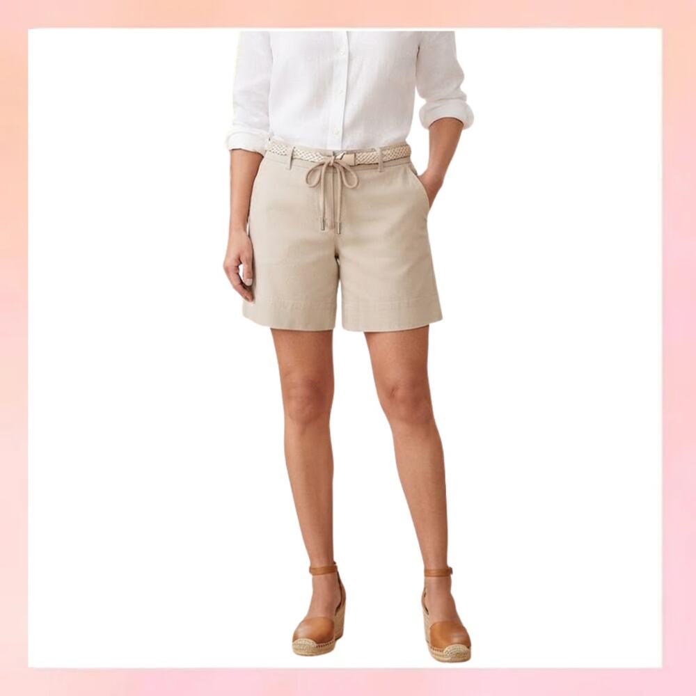 Talbots Beige Khaki Drawstring Cargo Utility Shorts Size 4